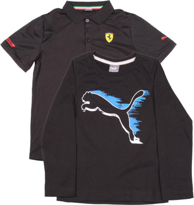 

Puma Boys Solid T Shirt(Black, Pack of 2