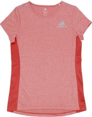 

ADIDAS Girls Solid Polyester T Shirt(Red, Pack of 1, Rayred/refsil