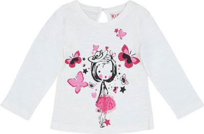 

Life by Shoppers Stop Girls Printed Cotton T Shirt(White, Pack of 1