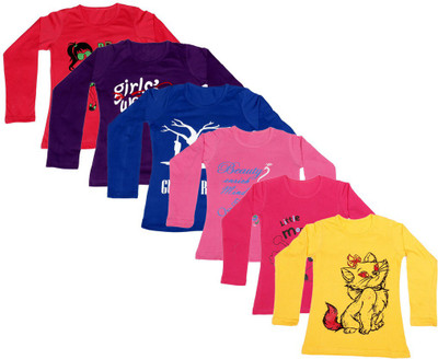 

IndiWeaves Girls Printed Cotton T Shirt(Multicolor, Pack of 6, Blue;pink;purple;red;yellow