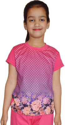 

Shaun Girls Printed Cotton T Shirt(Pink, Pack of 1