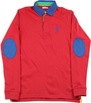 

US Polo Kids Boys Solid Cotton T Shirt, Me. red
