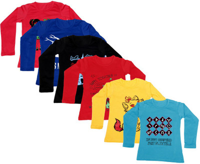 

IndiWeaves Girls Printed Cotton T Shirt(Multicolor, Pack of 6, Black;blue;red;yellow