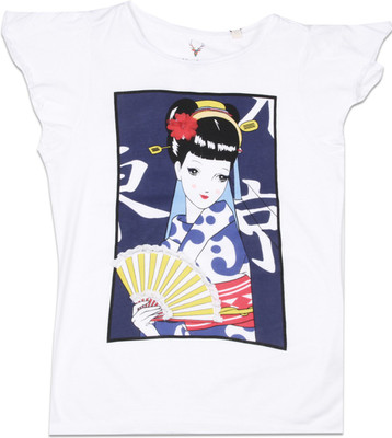 

Allen Solly Junior Girls Printed Cotton Viscose Blend T Shirt(White, Pack of 1