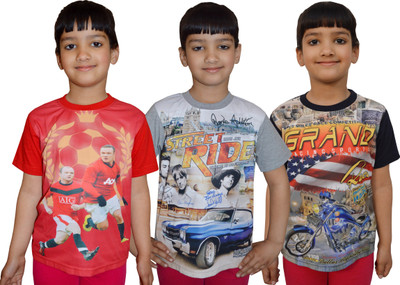 

Shaun Girls Printed Cotton T Shirt(Multicolor, Pack of 3