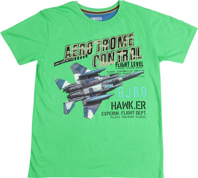 

Gini & Jony Boys Solid, Printed Cotton T Shirt(Green, Pack of 1, Camo green(1147)