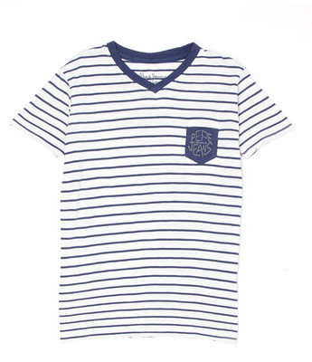 

Pepe Jeans Boys Striped Cotton T Shirt(White, Pack of 1), Ecru