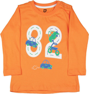 

612 League Boys Printed Cotton T Shirt(Orange, Pack of 1