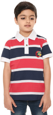

Body Glove Boy's Striped Cotton T Shirt(Multicolor, Pack of 1, Red