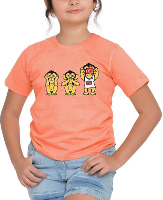 

Wear Your Opinion Girls Graphic Print Cotton T Shirt(Pink, Pack of 1, Peach