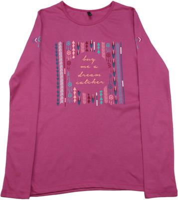

United Colors of Benetton Girls Printed Cotton T Shirt(Pink, Pack of 1, K20