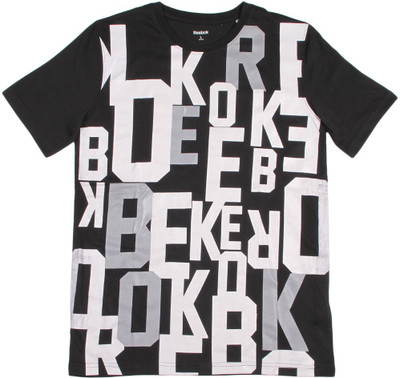 

REEBOK Boys Printed T Shirt(Black, Pack of 1