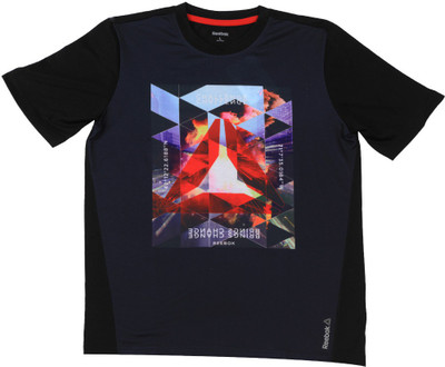 

REEBOK Boys Printed Polyester T Shirt(Black, Pack of 1