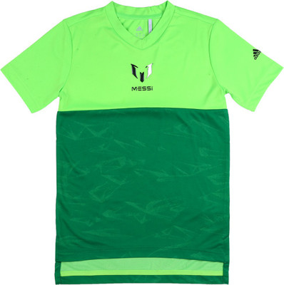

ADIDAS Boys Embellished Polyester T Shirt(Green, Pack of 1, Sgreen