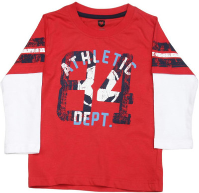 

612 League Boys Printed Cotton T Shirt(Red, Pack of 1