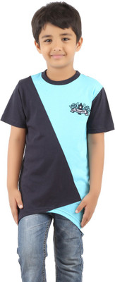 

Last Bench Boys Printed Cotton T Shirt(Dark Blue, Pack of 1, Lt.blue;navy