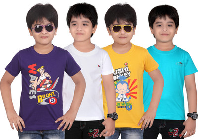 

FabTag - Dongli Boys Solid, Printed Cotton T Shirt(Multicolor, Pack of 4