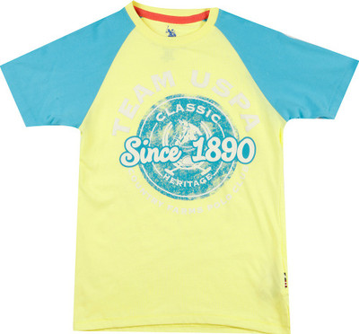

US Polo Kids Boys Solid Cotton T Shirt, Me. yellow