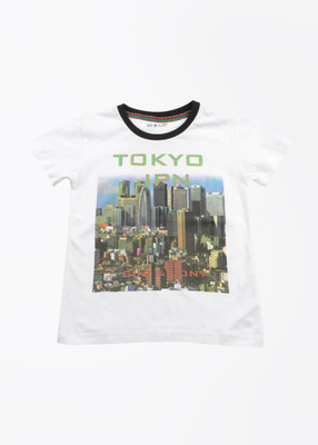 Gini & Jony Boys Printed Cotton T Shirt(White, 1203