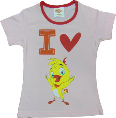 

Eena Meena Deeka Girls Printed Cotton T Shirt(Pink, Pack of 1