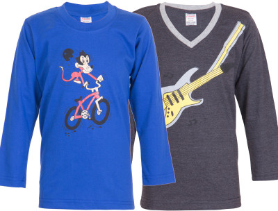 

Ultra Fit Boys Printed Cotton T Shirt(Multicolor, Pack of 2), Blue;dgrey