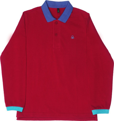 

United Colors of Benetton Boys Solid Cotton T Shirt(Maroon, Pack of 1, 281