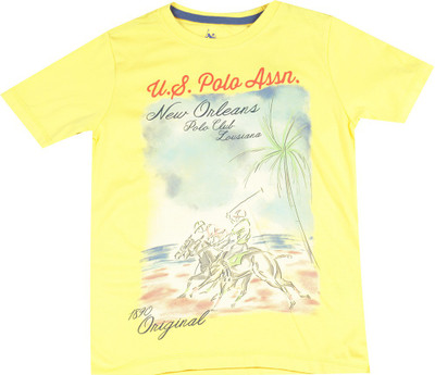 

US Polo Kids Boys Solid Cotton T Shirt, Med. yellow