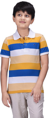 

Tommy Hilfiger Boys Solid T Shirt(Multicolor, Pack of 1, White blue yellow