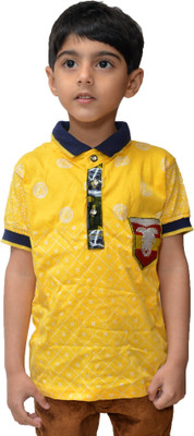 Crux & Hunter Boys Printed Cotton Blend T Shirt(Multicolor, Pack of 1)