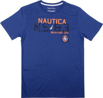 

Nautica Boys Printed T Shirt(Blue, Pack of 1, 424