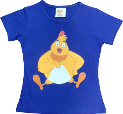 

Eena Meena Deeka Girls Printed Cotton T Shirt(Blue, Pack of 1