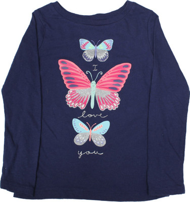 

Carter's Girls Printed Cotton T Shirt(Dark Blue, Pack of 1, Orange (800)