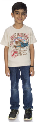 

Johnson Boys Printed Cotton T Shirt(Beige, Pack of 1