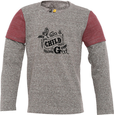 

Insta Fab Boys Solid Cotton T Shirt(Grey, Pack of 1