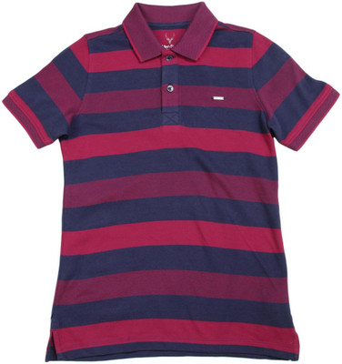 

Allen Solly Junior Boys Striped Cotton T Shirt(Multicolor, Pack of 1, Blue