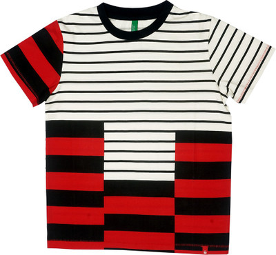 

United Colors of Benetton Boys Striped Cotton T Shirt(Multicolor, Pack of 1, 901