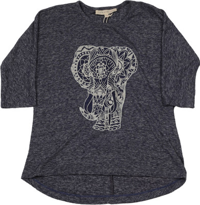 

Chemistry Girl Girls Self Design Polyester Cotton Blend T Shirt(Dark Blue