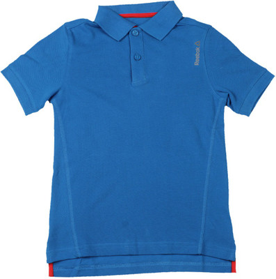 

REEBOK Boys Solid Cotton T Shirt(Blue, Pack of 1, Insblu