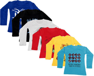 

IndiWeaves Girls Printed Cotton T Shirt(Multicolor, Pack of 6, Black;blue;red;white;yellow
