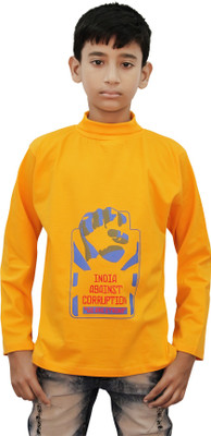 

Kothari Boys Printed Cotton T Shirt(Yellow, Pack of 1, Dyellow
