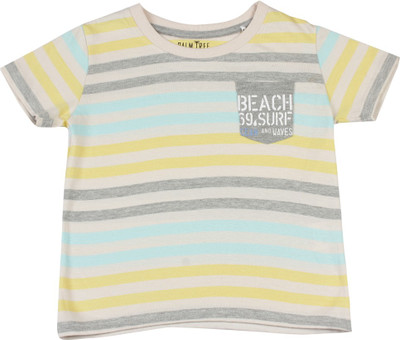 

Gini & Jony Boys Striped Cotton T Shirt(White, Pack of 1, Eggnog(c103)