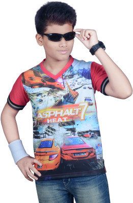 

Mayur Original Boys Graphic Print Cotton Polyester Blend T Shirt(Red, Pack of 1