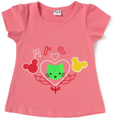 

Camey Girls Printed T Shirt(Pink