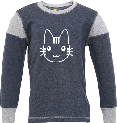 

Insta Fab Boys Printed Cotton T Shirt(Blue, Pack of 1