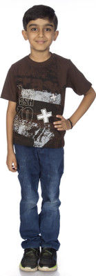 

Johnson Boys Printed Cotton T Shirt(Brown, Pack of 1