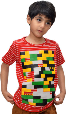 

Crux & Hunter Boys Printed Cotton T Shirt(Multicolor, Pack of 1, Red