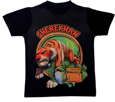 

Jungle book Boys Printed Cotton Polyester Blend T Shirt(Black, Pack of 1