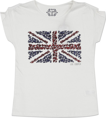 

Lee Cooper Juniors Girls Printed Cotton T Shirt(White, Pack of 1, Off white