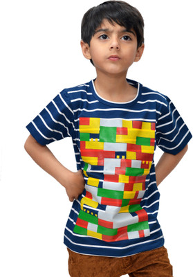 

Crux & Hunter Boys Printed Cotton T Shirt(Multicolor, Pack of 1, Blue