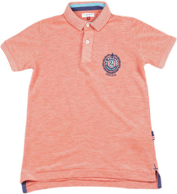 

US Polo Kids Boys Solid Cotton T Shirt, Bright orange